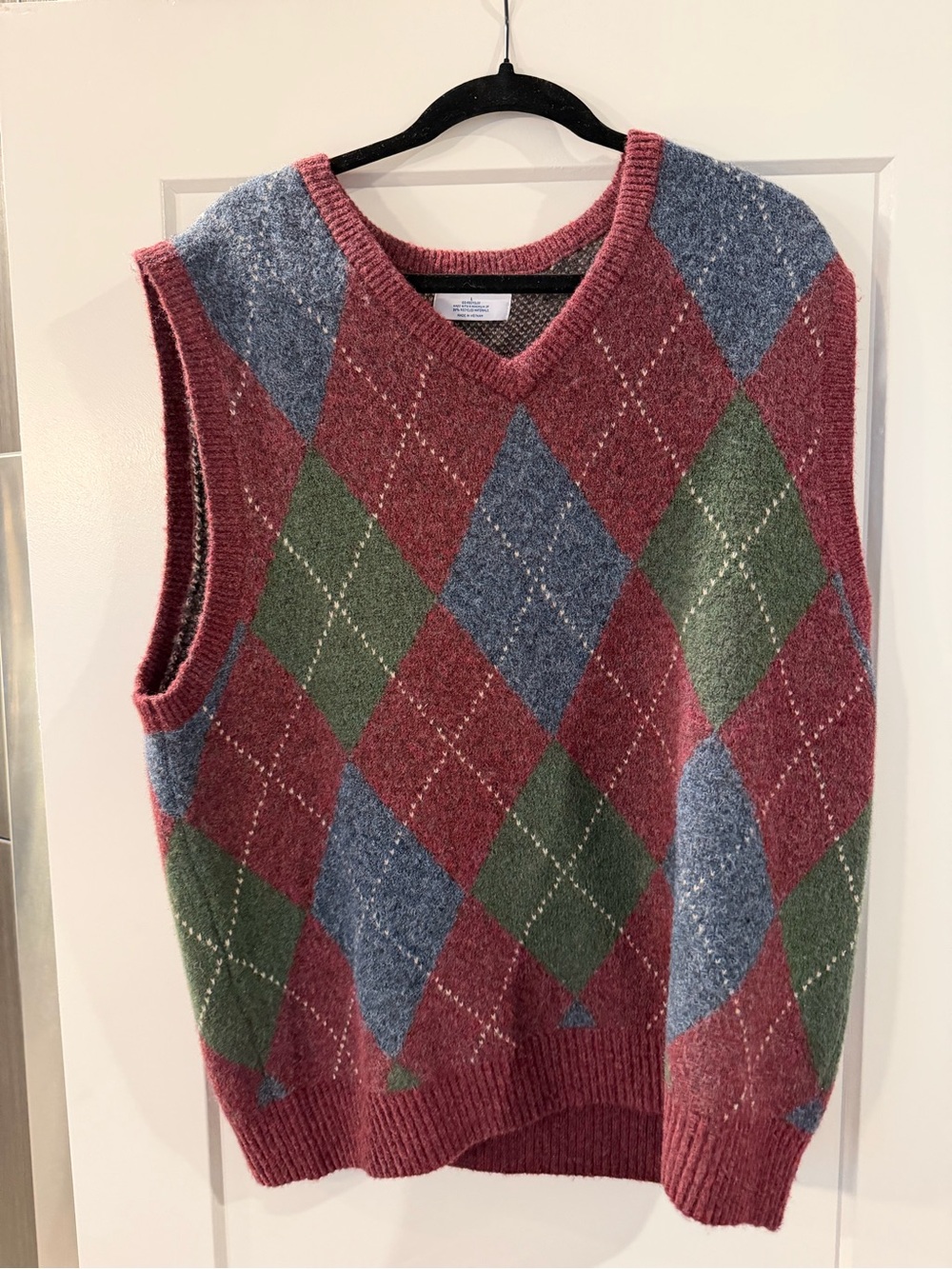 Old Navy Men's Argyle V-Neck Sweater Vest - Red, Blue, Green